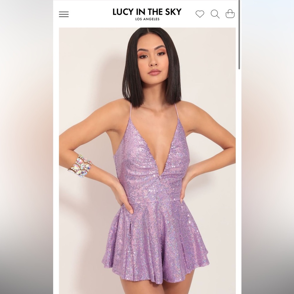 Lucy In The Sky Clara Sequin Romper Lilac